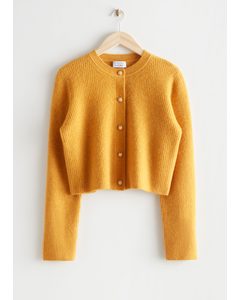 Boxy Knit Cardigan Yellow