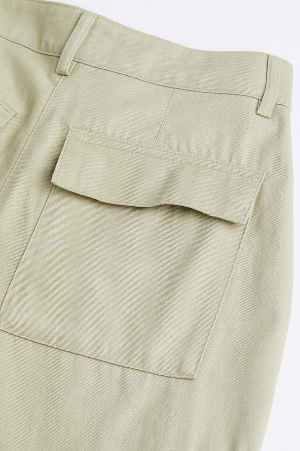 H&M Straight Cargo Trousers Green-beige