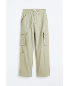 Straight Cargo Trousers Green-beige