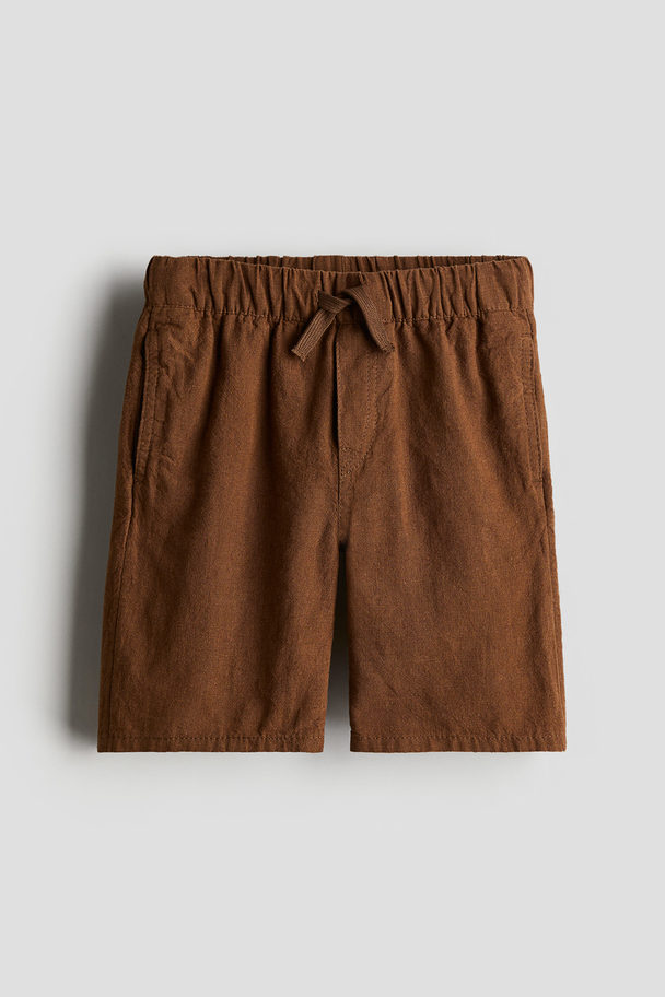 H&M Pull-on-Shorts aus Leinenmix Braun