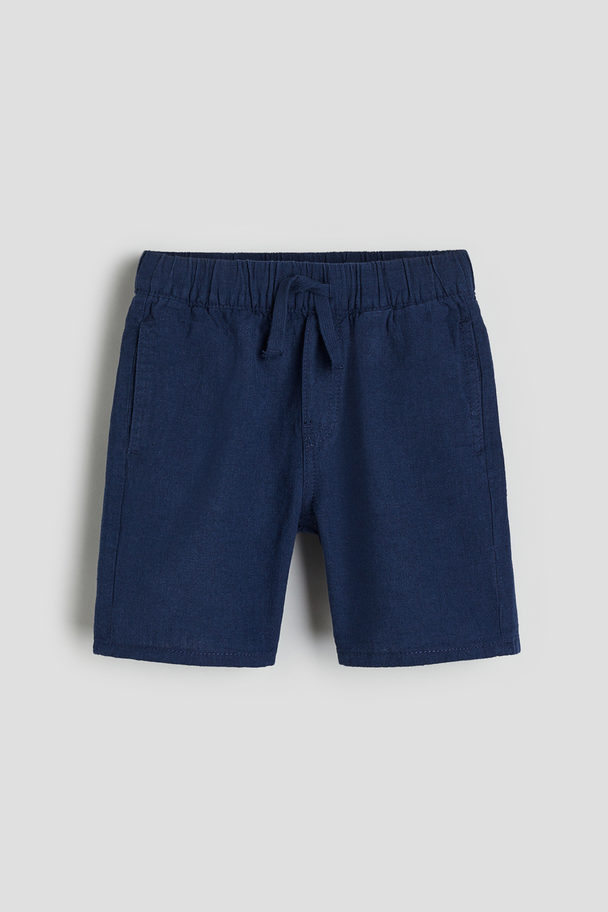 H&M Pull-on-Shorts aus Leinenmix Marineblau