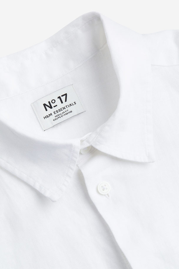 H&M Regular Fit Linen Shirt White