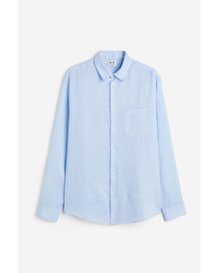 Linnen Overhemd - Regular Fit Lichtblauw