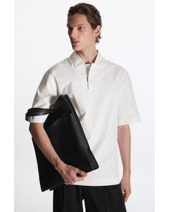 Relaxed-fit Half-zip Polo Shirt White