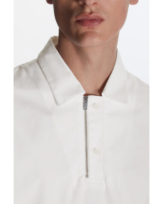 COS Relaxed-fit Half-zip Polo Shirt White