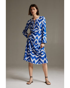 Lace-up Dress Bright Blue/patterned