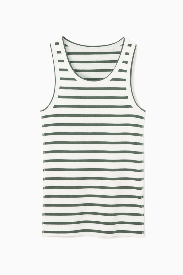 COS Ribbed Tank Top White / Green