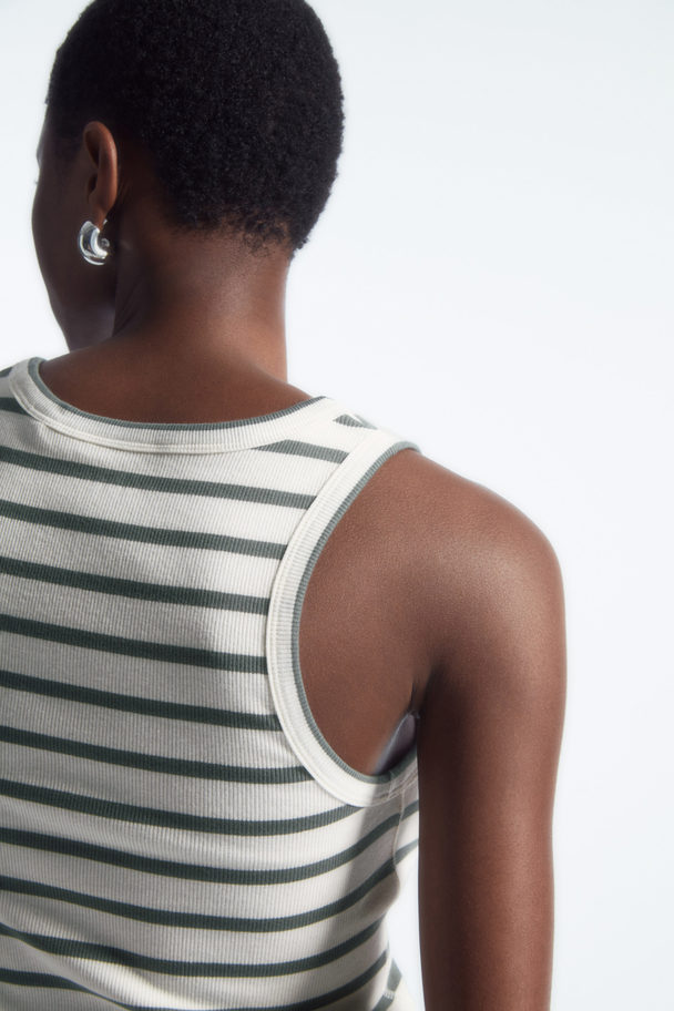 COS Ribbed Tank Top White / Green