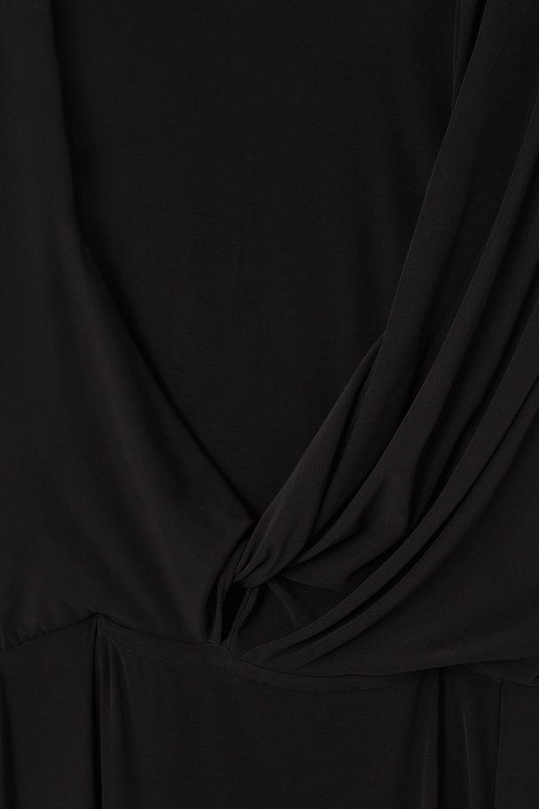 COS Asymmetric Cowl-neck Maxi Dress Black