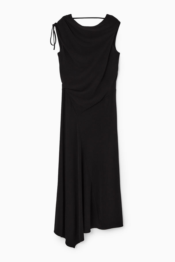 COS Asymmetric Cowl-neck Maxi Dress Black