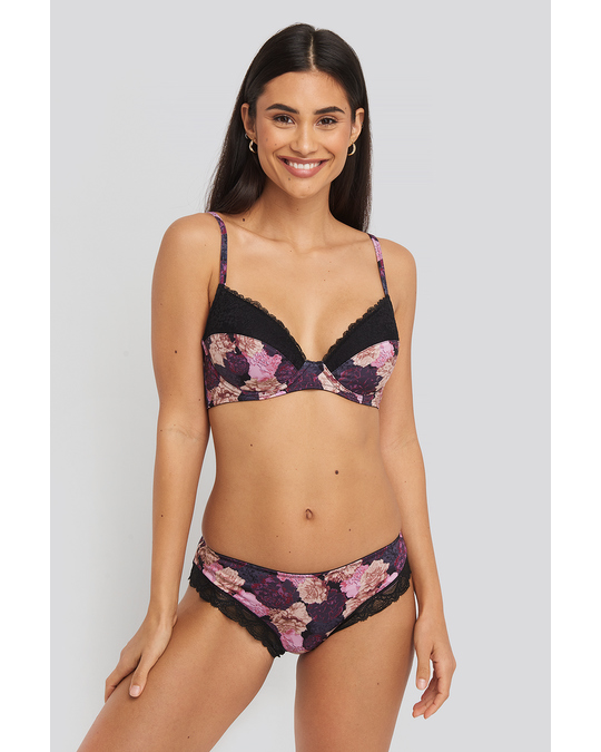 NA-KD All Over Pink Flower Cheeky Panty Flower Print