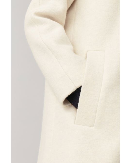 COS Collarless A-Line Wool Coat White Melange