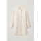 Collarless A-Line Wool Coat White Melange
