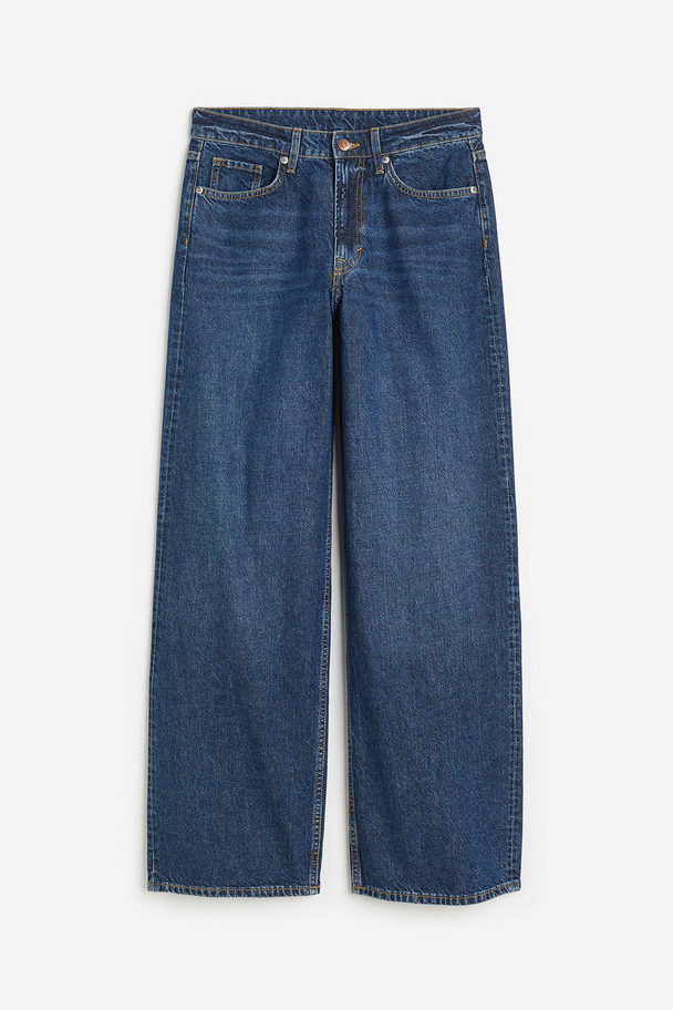 H&M Baggy Regular Jeans Dunkles Denimblau
