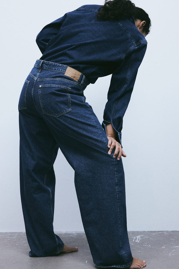 H&M Baggy Regular Jeans Dunkles Denimblau