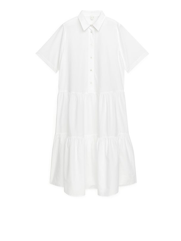 ARKET Cotton Lyocell Tier Dress White