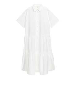 Cotton Lyocell Tier Dress White