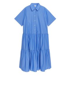 Cotton Lyocell Tier Dress Blue