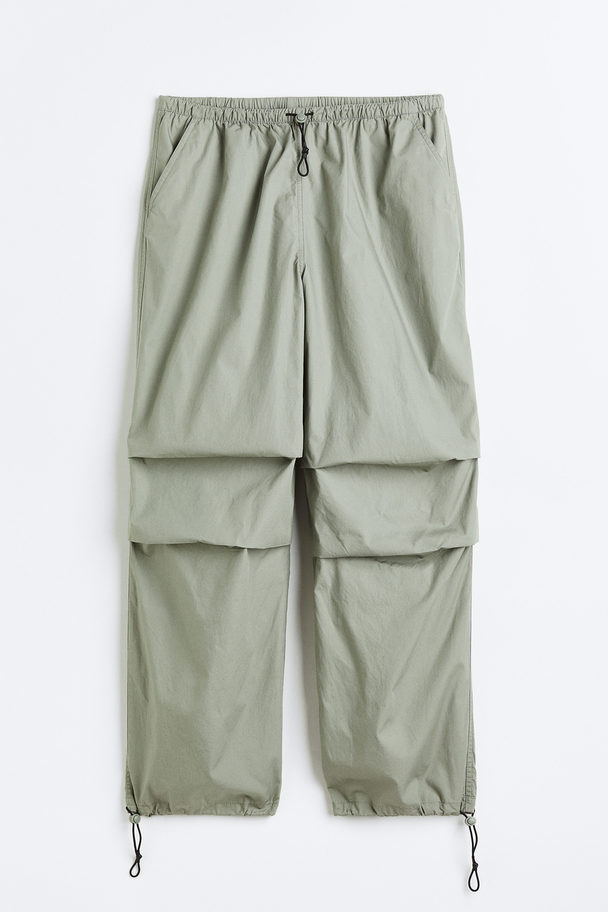 H&M Parachute Trousers Light Khaki Green