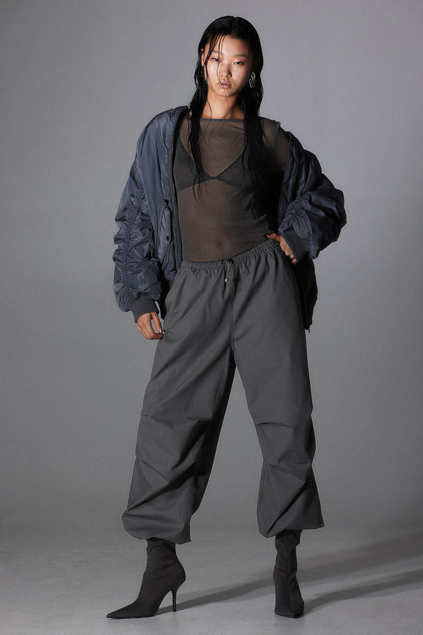 H&M Parachute Trousers Dark Grey