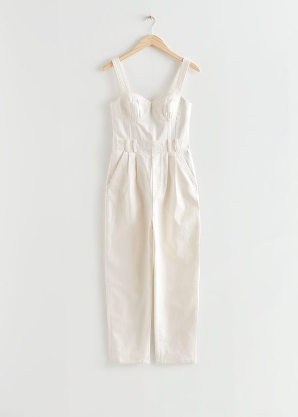 & Other Stories Sleeveless Bustier Jumpsuit White