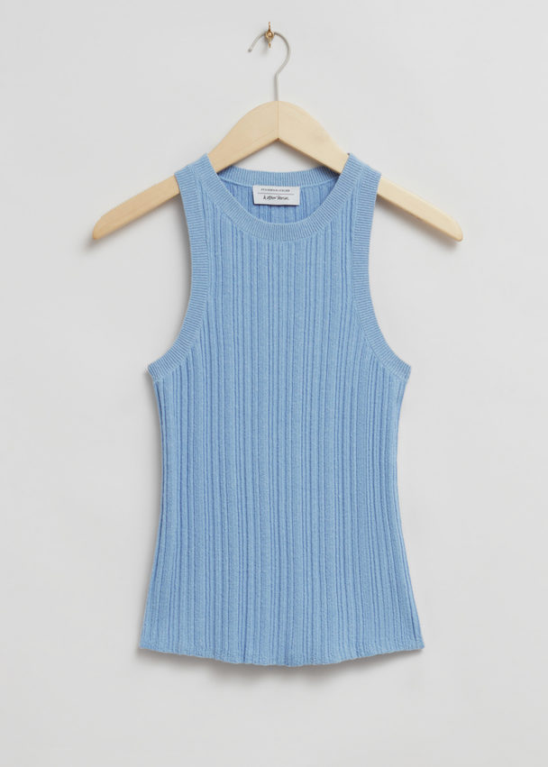 & Other Stories Fitted Ribbed Tank Top Light Blue