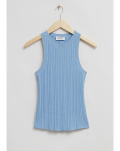 Fitted Ribbed Tank Top Light Blue