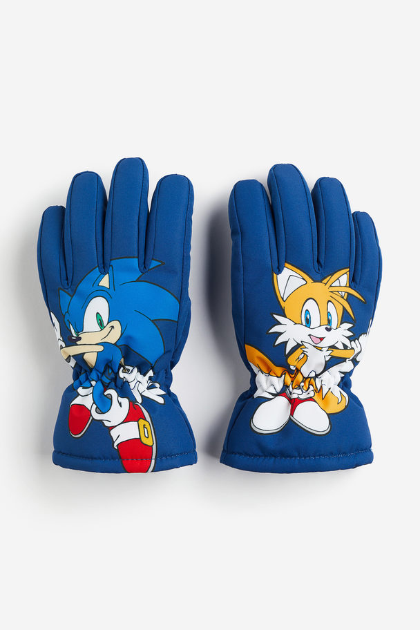 H&M Water-repellent Padded Gloves Blue/sonic The Hedgehog