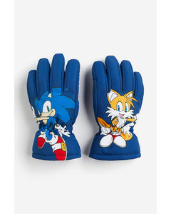 Wasserabweisende gefütterte Handschuhe Blau/Sonic der Igel