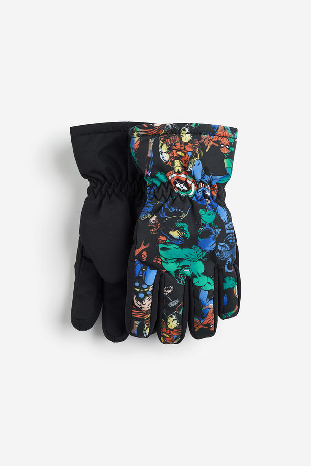 H&M Water-repellent Padded Gloves Black/the Avengers