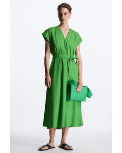 Oversized Poplin Kaftan Dress Green
