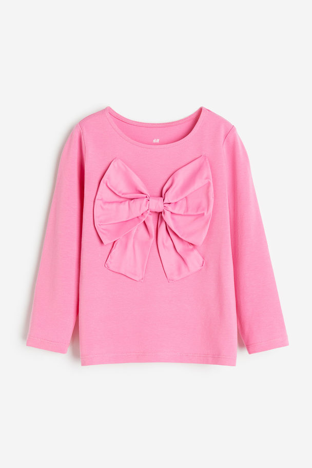 H&M Appliquéd Jersey Top Pink