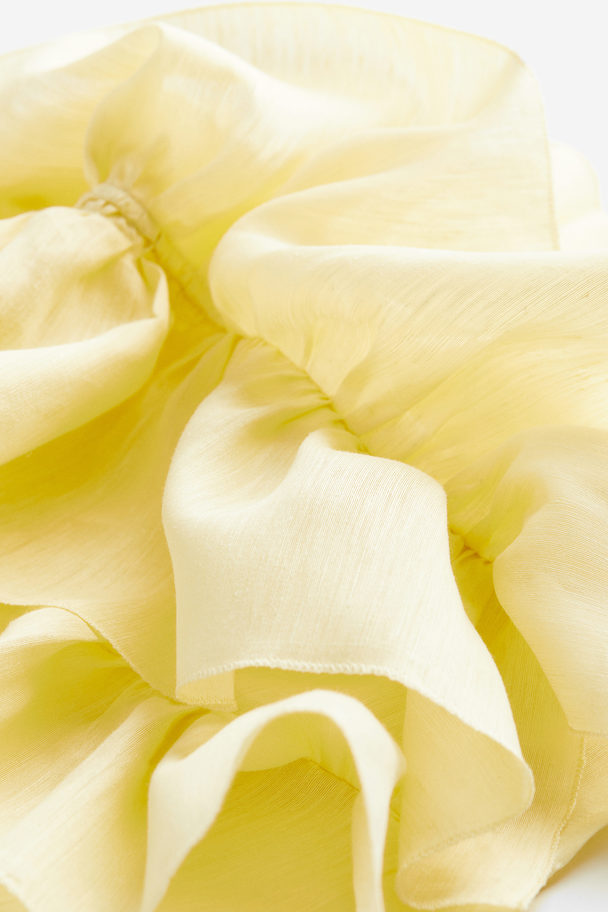 H&M Linen-blend Flounce-detail Top Light Yellow
