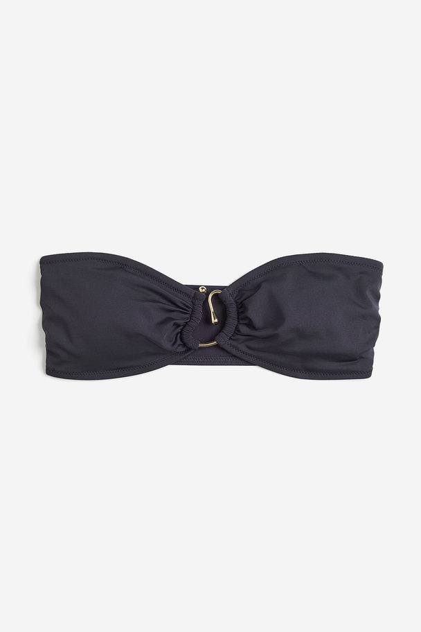 H&M Padded Bandeau Bikini Top Dark Grey