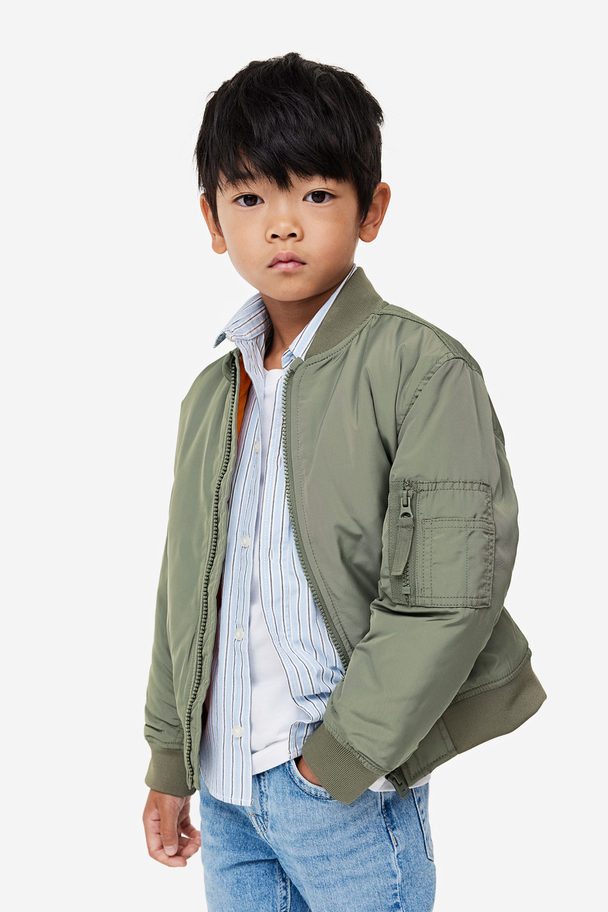 H&M Oversized Bomber Jacket Khaki Green