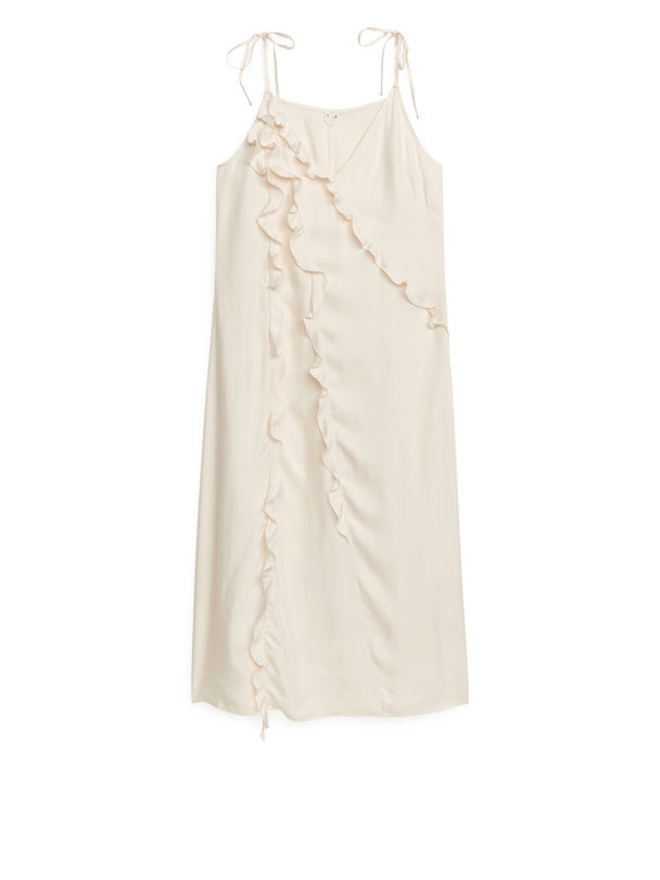 ARKET Frill Midi Strap Dress Off White