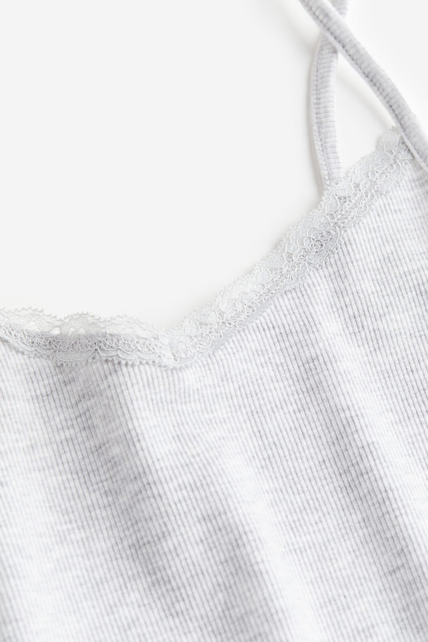 H&M Lace-detail Nightdress Light Grey