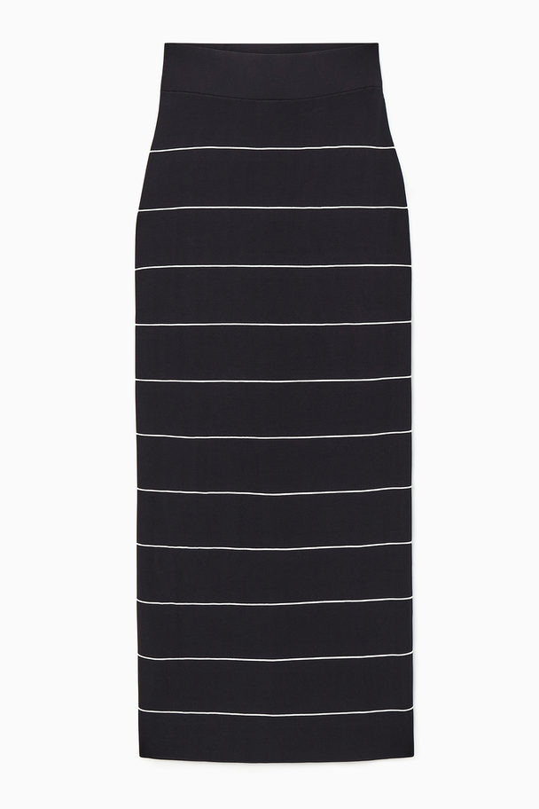 COS Striped Knitted Maxi Skirt Navy / Striped