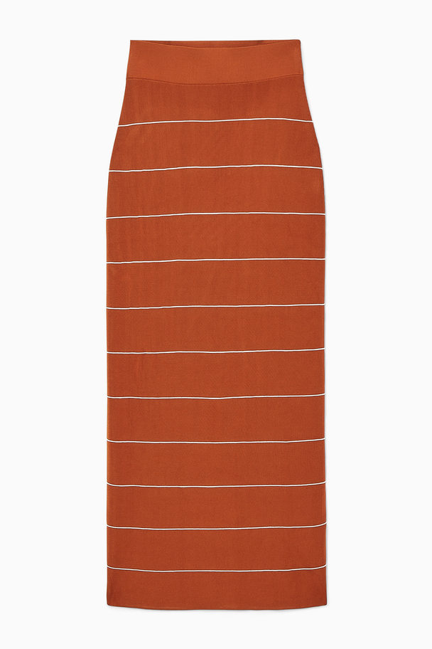 COS Striped Knitted Maxi Skirt Dark Orange / Striped