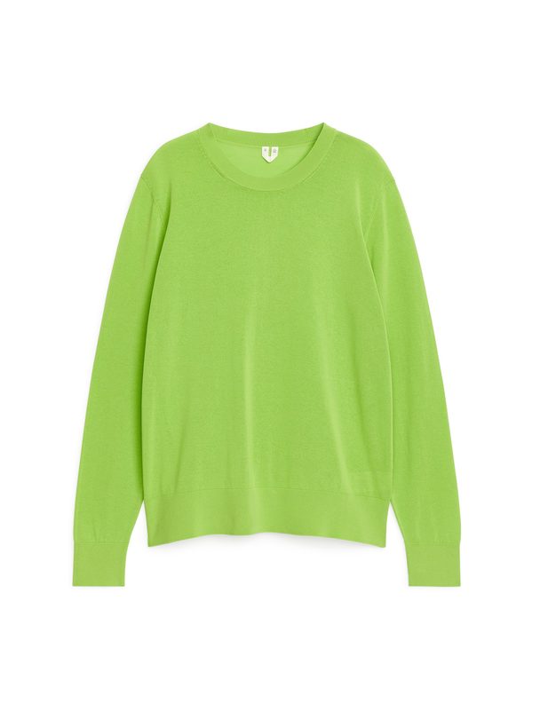 Arket Fine-knit Cotton Blend Jumper Bright Green