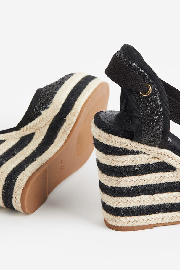 H&M Wedge-heeled Espadrilles Black/striped