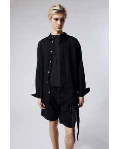 Oversized Linen Shirt Svart