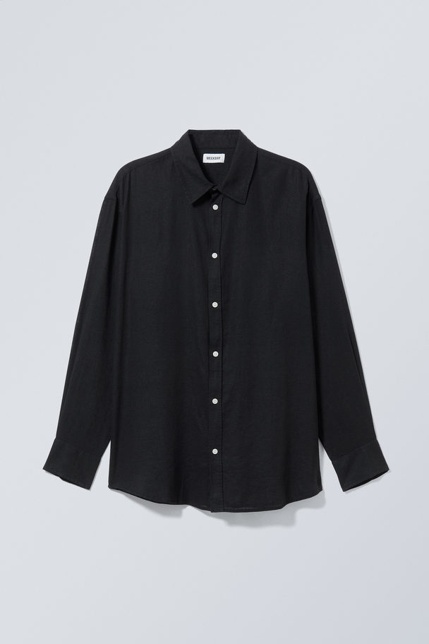 Weekday Oversized Linen Shirt Black