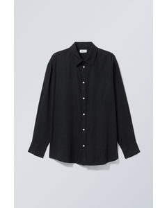 Oversized Linen Shirt Black