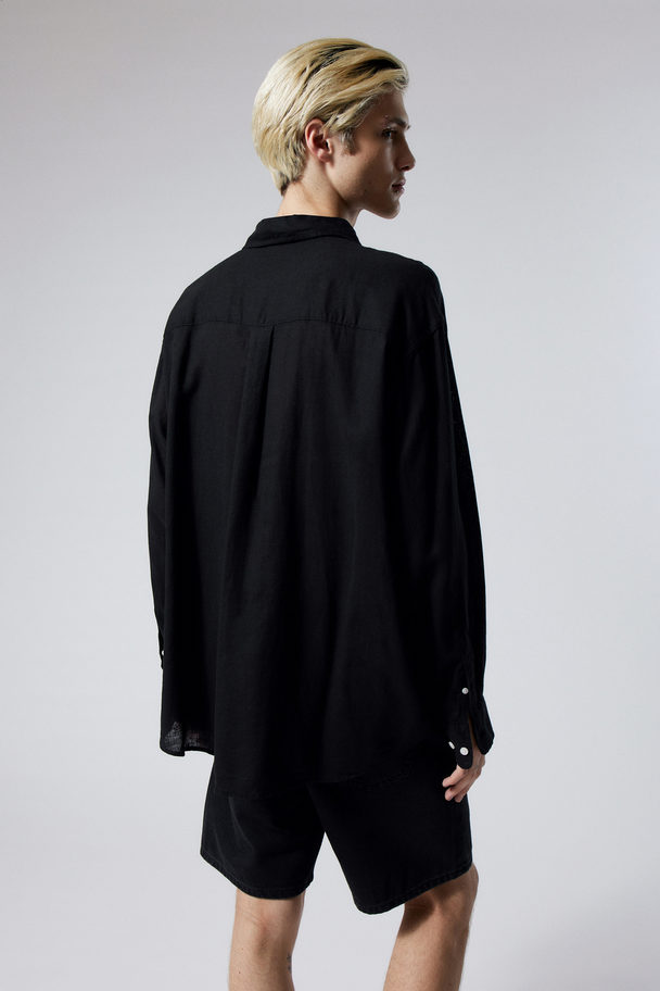 Weekday Oversized Linskjorte Svart