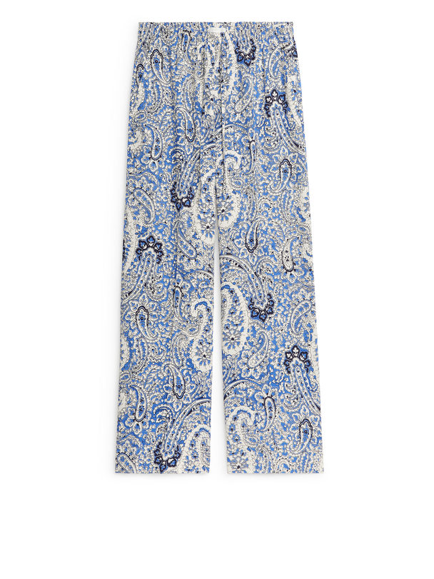 ARKET Relaxed Paisley Trousers Blue/beige