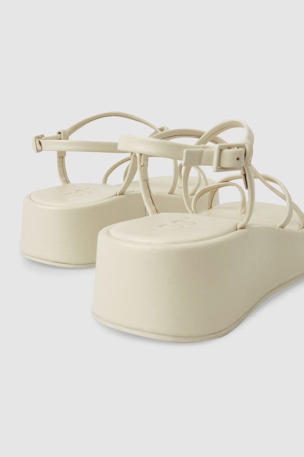 COS Strappy Leather Platform Sandals Cream