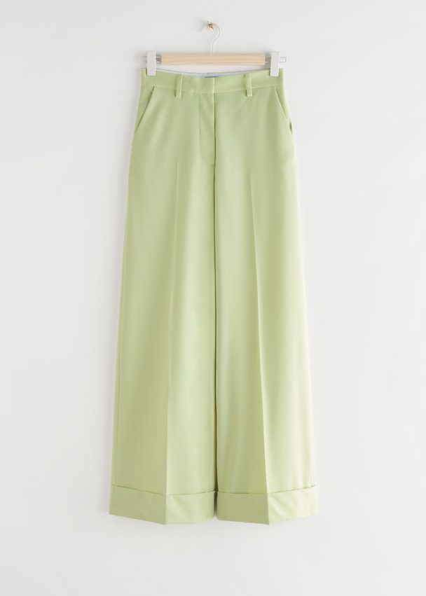 & Other Stories Wide Press Crease Trousers Light Yellow