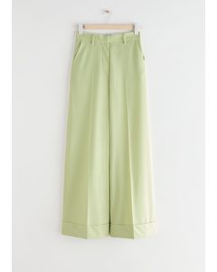 Wide Press Crease Trousers Light Yellow