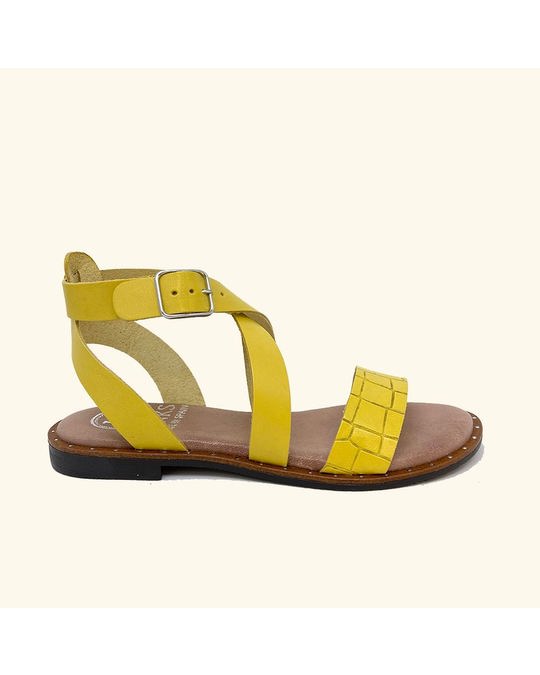 Hanks Miconos Yellow Leather Flat Sandals